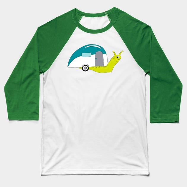 Snail Camper Baseball T-Shirt by Alissa Carin